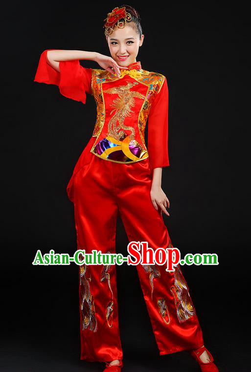 Traditional Chinese Yangge Fan Dancing Costume