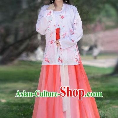 Traditional Ancient Chinese Young Lady Costume Embroidered Blouse Boob Tube Top and Skirt Complete Set , Elegant Hanfu Suits Clothing Chinese Song Dynasty Imperial Princess Dress Clothing for Women