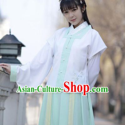 Traditional Ancient Chinese Young Lady Costume Embroidered Sleeveless Over-dress Vest, Elegant Hanfu Vests Clothing Chinese Ming Dynasty Imperial Princess Dress Clothing for Women