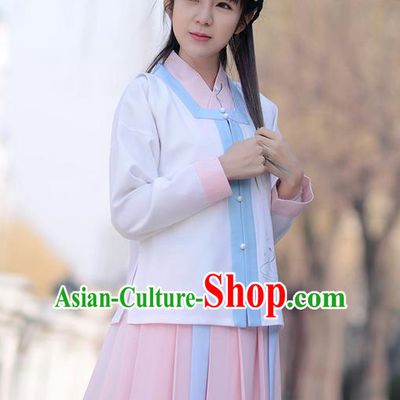 Traditional Ancient Chinese Young Lady Costume Embroidered Sleeveless Over-dress, Elegant Hanfu Vests Clothing Chinese Ming Dynasty Imperial Princess Dress Clothing for Women