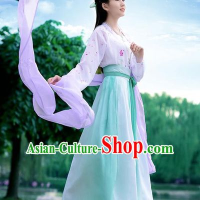 Traditional Ancient Chinese Young Lady Costume Embroidered Blouse Boob Tube Top and Green Slip Skirt Complete Set , Elegant Hanfu Suits Clothing Chinese Song Dynasty Imperial Princess Dress Clothing for Women