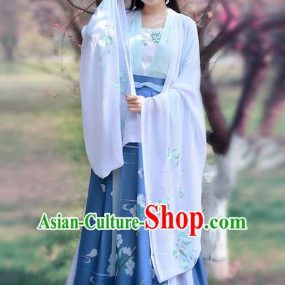 Traditional Ancient Chinese Young Lady Elegant Costume Embroidered Wide Sleeve Cardigan, Elegant Hanfu Clothing Chinese Jin Dynasty Imperial Princess Clothing for Women