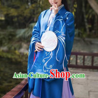 Traditional Ancient Chinese Young Lady Elegant Costume Embroidered Wide Sleeve Cardigan, Elegant Hanfu Clothing Chinese Jin Dynasty Imperial Princess Clothing for Women