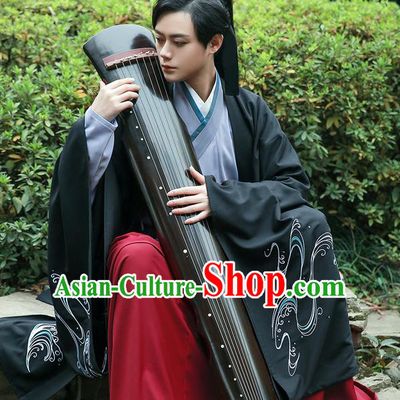 Traditional Chinese Ancient Han Dynasty Jiang Hu Swordswoman Embroidered Cardigan Han Dynasty Wide Sleeve Robe for Women for Men