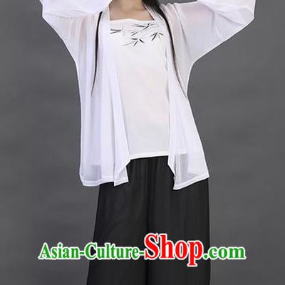 Traditional Ancient Chinese Young Lady Costume Embroidered White Blouse Boob Tube Top and Pants Complete Set, Elegant Hanfu Suits Clothing Chinese Song Dynasty Imperial Princess Dress Clothing for Women