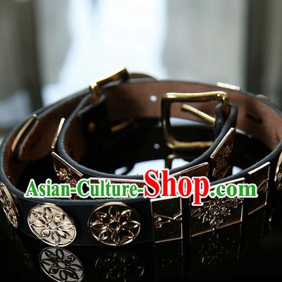 Traditional Handmade Chinese Ancient Classical Belts, China Ming Dynasty Leather Belt for Men