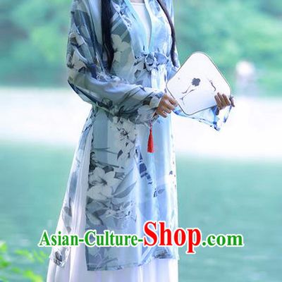 Traditional Ancient Chinese Young Lady Costume Long BeiZi Blouse Boob Tube Top and Slip Skirt Complete Set, Elegant Hanfu Suits Clothing Chinese Tang Dynasty Imperial Princess Dress Clothing for Women