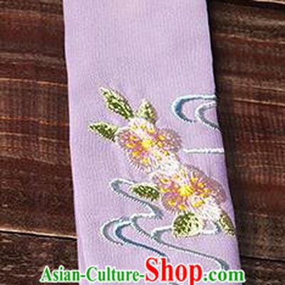 Traditional Ancient Chinese Young Lady Elegant Embroidered Peach Blossom Purple Snood Hairlace Bandeau for Women