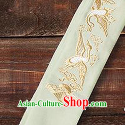 Traditional Ancient Chinese Young Lady Elegant Embroidered Crane White Snood Hairlace Bandeau for Women
