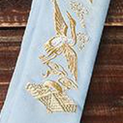 Traditional Ancient Chinese Young Lady Elegant Embroidered Crane Blue Snood Hairlace Bandeau for Women