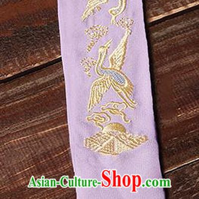 Traditional Ancient Chinese Young Lady Elegant Embroidered Crane Purple Snood Hairlace Bandeau for Women