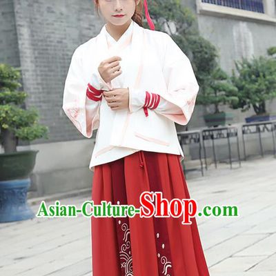Traditional Ancient Chinese Costume, Elegant Hanfu Clothing Embroidered Front Opening Blouse, China Han Dynasty Princess Elegant Cardigan for Women