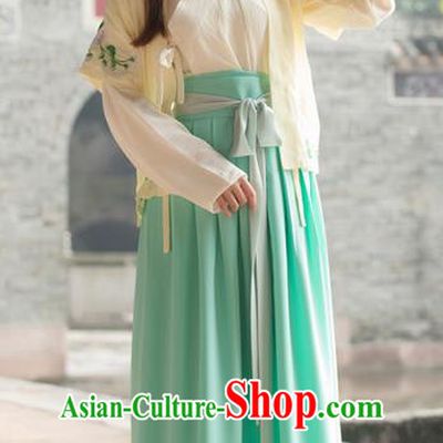 Traditional Ancient Chinese Costume, Elegant Hanfu Clothing Embroidered Yellow Half-Sleeves, China Han Dynasty Princess Elegant Clothing for Women