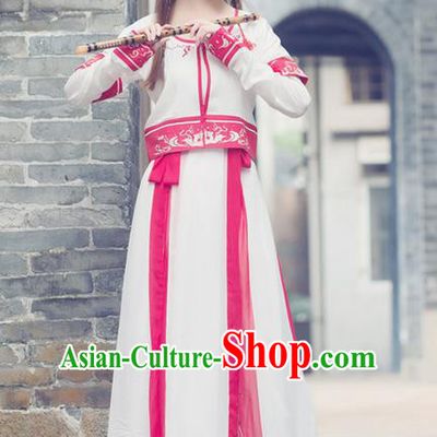 Traditional Ancient Chinese Young Lady Costume Embroidered Vests Blouse and Slip Skirt Complete Set, Elegant Hanfu Suits Clothing Chinese Ming Dynasty Imperial Princess Dress Clothing for Women