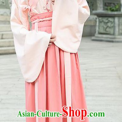 Traditional Ancient Chinese Young Lady Costume Embroidered Sleeve Placket Blouse and Slip Skirt Complete Set, Elegant Hanfu Suits Clothing Chinese Ming Dynasty Imperial Princess Dress Clothing for Women