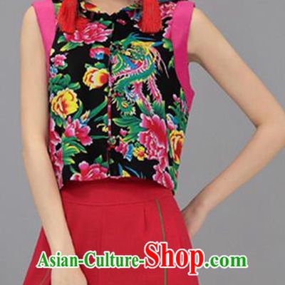 Traditional Chinese National Costume, Elegant Hanfu Vests Black Shirt, China Tang Suit Plated Buttons Chirpaur Blouse Cheong-sam Upper Outer Garment Qipao Shirts Vest Clothing for Women