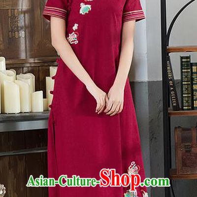 Traditional Ancient Chinese National Costume, Elegant Hanfu Mandarin Qipao Embroidered Red Dress, China Tang Suit Cheongsam Upper Outer Garment Elegant Dress Clothing for Women