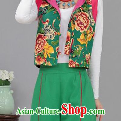 Traditional Chinese National Costume, Elegant Hanfu Vests Green Shirt, China Tang Suit Plated Buttons Chirpaur Blouse Cheong-sam Upper Outer Garment Qipao Shirts Vest Clothing for Women