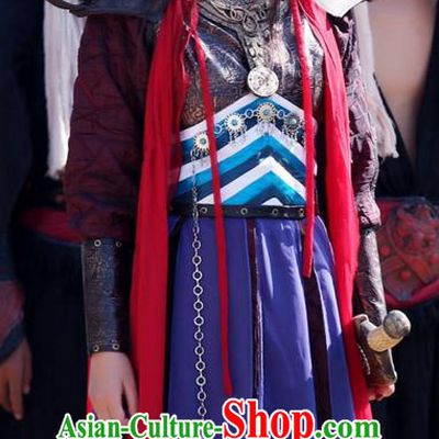 Traditional Ancient Chinese Chivalrous Swordswoman Costume, Chinese Ming Dynasty Chivalrous Woman Bandits Dress, Cosplay Chinese Television Drama Vagabondize Heroine Hanfu Trailing Embroidery Clothing for Women