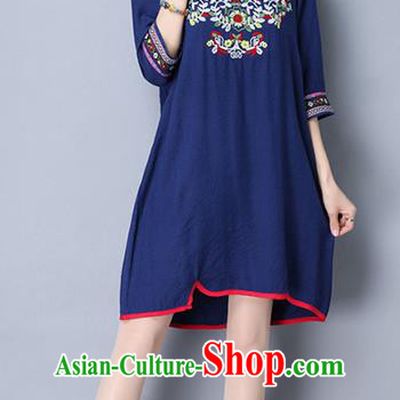 Traditional Chinese National Costume, Elegant Hanfu Embroidered Navy Dress, China Tang Suit Chirpaur Upper Outer Garment Elegant Dress Clothing for Women