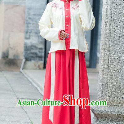 Traditional Ancient Chinese Young Lady Costume Embroidered Front Opening Blouse, Elegant Hanfu Clothing Chinese Ming Dynasty Imperial Princess Clothing for Women