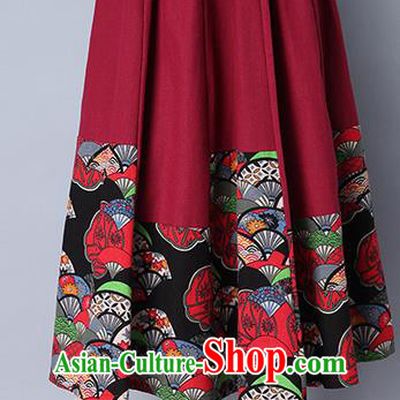 Traditional Ancient Chinese National Pleated Skirt Costume, Elegant Hanfu Folk Dance Long Red Dress, China Tang Suit Bust Skirt for Women