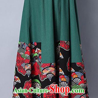 Traditional Ancient Chinese National Pleated Skirt Costume, Elegant Hanfu Folk Dance Long Green Dress, China Tang Suit Bust Skirt for Women