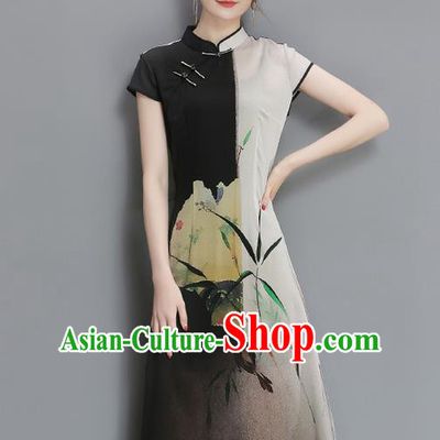 Traditional Ancient Chinese National Costume, Elegant Hanfu Mandarin Qipao Multicolor Cheongsam Dress, China Tang Suit Upper Outer Garment Elegant Dress Clothing for Women