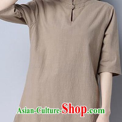 Traditional Ancient Chinese National Costume, Elegant Hanfu Mandarin Qipao Short Cheongsam Brown Dress, China Tang Suit Upper Outer Garment Elegant Dress Clothing for Women