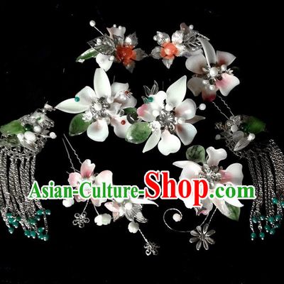 Traditional Handmade Chinese Ancient Classical Handmade Hair Accessories Hanfu Barrettes Hairpin Complete Set, Palace Princess Step Shake Hair Sticks Hair Jewellery, Hair Fascinators Hairpins for Women