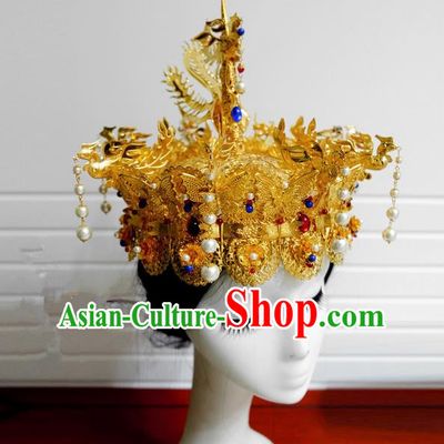 Traditional Handmade Chinese Ancient Classical Hair Tassel Accessories Bride Wedding Barrettes Ninth Phoenix Coronet Complete Set, Xiuhe Suit Wedding Hair Sticks Hair Jewellery, Hair Fascinators Hairpins for Women