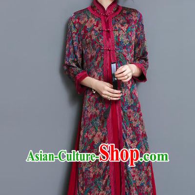 Traditional Ancient Chinese National Costume, Elegant Hanfu Mandarin Qipao Two-piece Vest Dress, China Tang Suit Cheongsam Upper Outer Garment Elegant Dress Clothing for Women