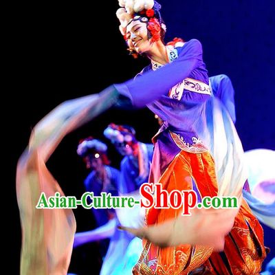 Traditional Chinese Ancient Peking Opera Water Sleeve Dancing Costume, Classical Folk Dance Costume Drum Dance Clothing for Women