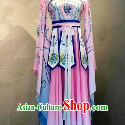 Traditional Chinese Ancient Peking Opera Water Sleeve Dancing Costume, Tang Dynasty Classical Folk Dance Costume Lotus Dance Clothing for Women