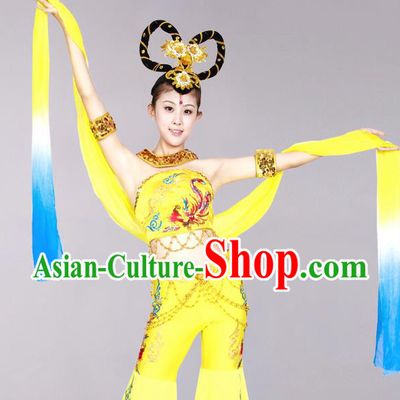 Traditional Chinese Ancient Water Sleeve Dancing Costume, Tang Dynasty Classical Flying Dance Costume Dance Clothing for Women