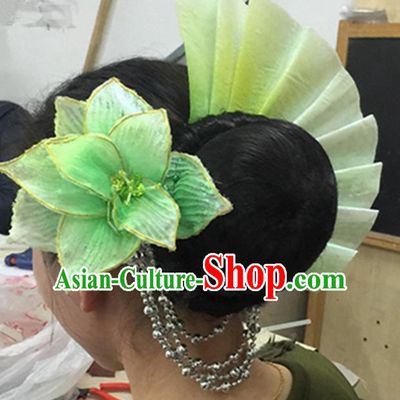 Traditional Ancient Chinese Classical Fan Dance Hair Accessories Props, Folk Yangko Dance Headwear Classical Dance Hair Ornaments for Women