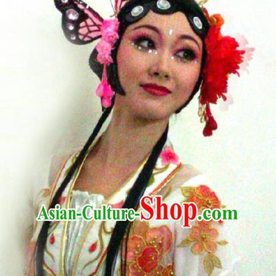 Traditional Ancient Chinese Classical Peking Opera Hair Accessories Props, Peking Opera Headwear Classical Dance Wigs for Women