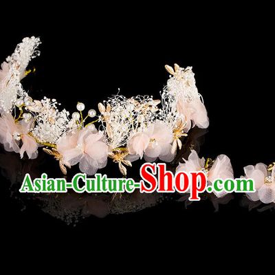 Top Grade Handmade Chinese Classical Hair Accessories, Children Baroque Style Headband Pearl Princess Royal Crown Flowers Coronet, Hair Sticks Hair Jewellery, Hair Clasp for Kids Girls