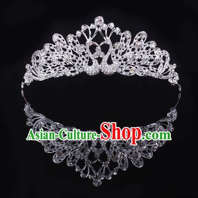 Top Grade Handmade Chinese Classical Hair Accessories, Children Baroque Style Headband Princess Royal Crown Crystal Coronet, Hair Sticks Hair Jewellery, Hair Clasp for Kids Girls