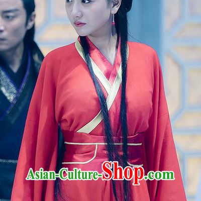 Traditional Ancient Chinese Swordswoman Elegant Costume, Chinese Ming Dynasty Chivalrous Heroine Red Wedding Dress, Cosplay Chinese Television Drama Flying Daggers Hanfu Clothing for Women