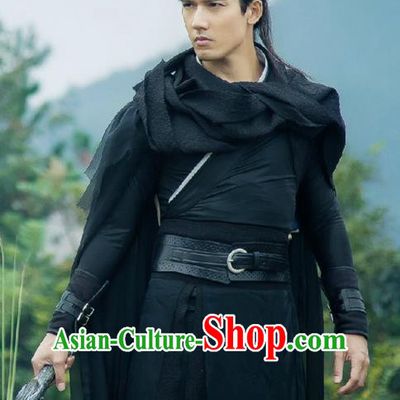 Traditional Ancient Chinese Elegant Swordsman Costume, Chinese Ancient General Cloak Dress, Cosplay Chinese Television Drama Flying Daggers Chivalrous Expert Chinese Ming Dynasty Kawaler Hanfu Clothing for Men