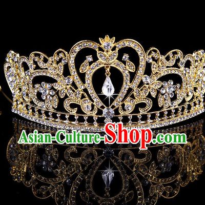 Top Grade Handmade Chinese Classical Hair Accessories, Children Headband Crystal Crown Gold Coronet, Hair Sticks Hair Jewellery, Hair Clasp for Kids Girls