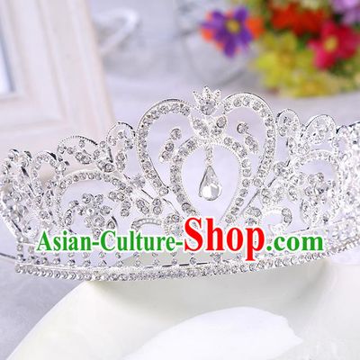 Top Grade Handmade Chinese Classical Hair Accessories, Children Headband Crystal Princess Royal Crown Silvery Coronet, Hair Sticks Hair Jewellery, Hair Clasp for Kids Girls