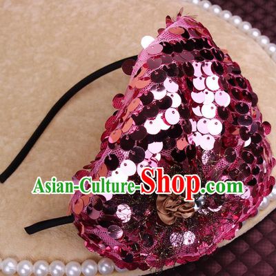 Top Grade Handmade Chinese Classical Hair Accessories, Children Baroque Style Headband Princess Rose Paillette Hair Clasp, Hair Sticks Hair Jewellery for Kids Girls