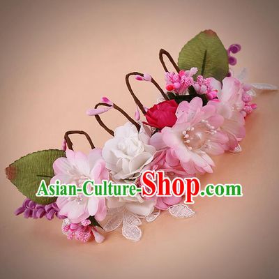 Top Grade Handmade Chinese Classical Hair Accessories, Children Baroque Style Headband Pearl Flowers Princess Crown, Hair Sticks Hair Jewellery Hair Clasp for Kids Girls