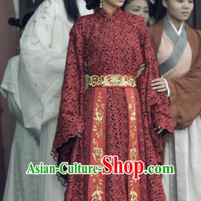 Traditional Ancient Chinese Elegant Female Swordsman Costume, Chinese Ancient Dowager Red Dress, Cosplay Chinese Emprise Film Sword Master Chivalrous Expert Chinese Ming Dynasty Kawaler Hanfu Clothing for Women