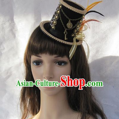 Top Grade Handmade Classical Top Hat, Children Baroque Style Queen Party Headwear Hat for Kids Girls