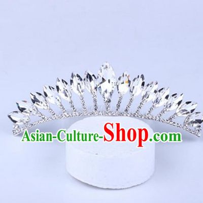 Top Grade Handmade Classical Hair Accessories, Children Baroque Style Crystal Rhinestone Princess Royal Crown Hair Jewellery Hair Clasp for Kids Girls