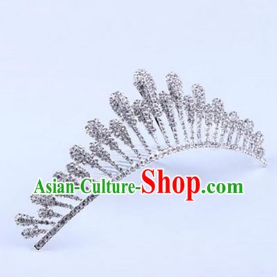 Top Grade Handmade Classical Hair Accessories, Children Baroque Style Crystal Rhinestone Princess Royal Crown Hair Jewellery Hair Clasp for Kids Girls