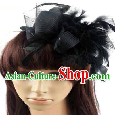 Top Grade Handmade Classical Hair Accessories Bobby Pin, Children Black Feathers Hairpins Hair Clasp for Kids Girls